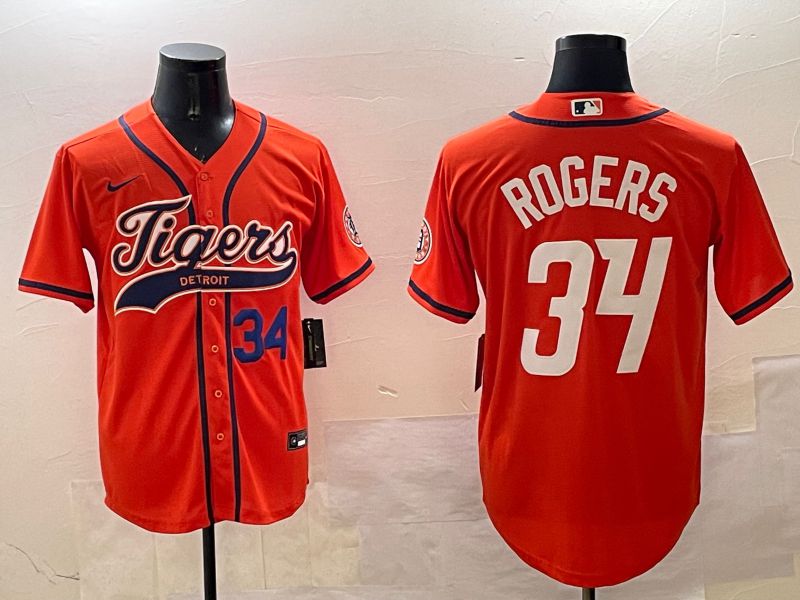 Men Detroit Tigers #34 Rogers Orange Joint Name Game 2025 Nike MLB Jersey style 4->detroit tigers->MLB Jersey